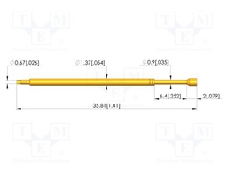Test needle; Spring compression: 4.3mm; 6.35mm; 8A; CuBe; Ø: 1.5mm