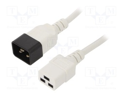 Cable; 3x1.5mm2; IEC C19 female,IEC C20 male; PVC; 0.5m; white