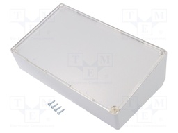 Enclosure: desktop; X: 216mm; Y: 130mm; Z: 80mm; ABS; light grey