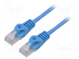 Patch cord; U/UTP; 5e; stranded; CCA; PVC; blue; 0.5m; 26AWG; Cores: 8