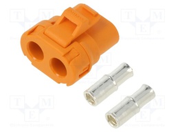 Connector: DC supply; plug; female; 30A; PIN: 2; for cable; orange