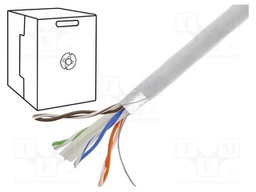 Wire; F/UTP; 6; solid; Cu; 4x2x0,57mm; PVC; grey; 305m
