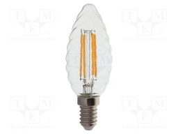 LED lamp; white warm; E14; 220÷240VAC; 400lm; P: 4W; 300°; 3000K