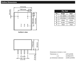 Converter: DC/DC; 3W; Uin: 36÷75V; Uout: 15VDC; Uout2: -15VDC; DIP8