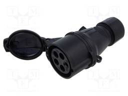 Connector: AC supply 3-phase; plug; female; straight; for cable