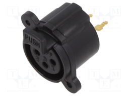 Socket; XLR; female; PIN: 3; straight; with push button; black; 5A