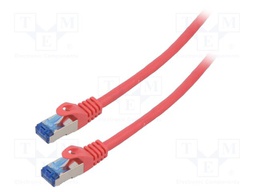Patch cord; S/FTP; 6a; stranded; CCA; LSZH; red; 15m; 26AWG; Cores: 8