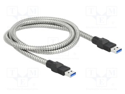 Cable; USB A plug,both sides; 1m; silver; 24AWG,28AWG; 5Gbps