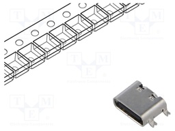 Connector: USB C; socket; SMT; PIN: 16; horizontal; top board mount