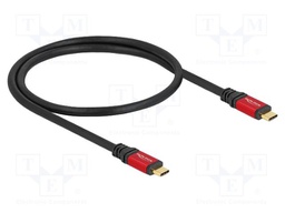 Cable; USB C plug,both sides; gold-plated; 0.5m; black; metal