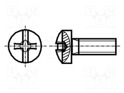 Screw; M3x14; Head: button; Phillips,slotted; steel; zinc