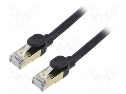 Patch cord; F/UTP; 7; stranded; Cu; PVC; black; 1m; 28AWG