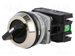 Switch: rotary; Stabl.pos: 2; NC + NO; 30mm; black; IP56; Pos: 2