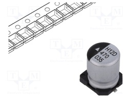 Capacitor: electrolytic; SMD; 47uF; 35VDC; Ø6.3x8mm; 1000h; 110mA