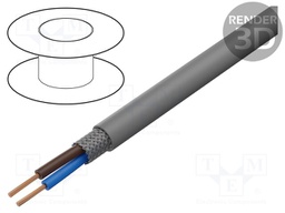 Wire; OZ-520 HMH-C; 2x0,75mm2; tinned copper braid; LSZH; grey