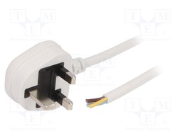 Cable; 3x1mm2; BS 1363 (G) plug,wires; PVC; 1.8m; white; 13A