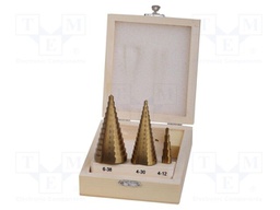 Drill set; for metal,step; thin tinware,metal,steel; 3pcs.