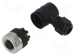 Connector: M12; plug; female; angled; PIN: 4; 0.75mm2; 125V; 4A; IP67