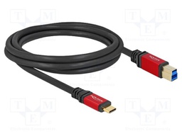 Cable; USB B plug,USB C plug; gold-plated; 2m; black; 24AWG,28AWG