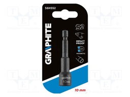 Screwdriver bit; 6-angles socket; HEX 10mm; Mounting: 1/4"