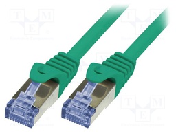 Patch cord; S/FTP; 6a; stranded; Cu; LSZH; green; 10m; 26AWG