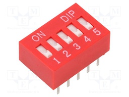Switch: DIP-SWITCH; Poles number: 5; OFF-ON; 0.025A/24VDC; Pos: 2/5