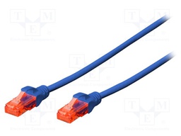Patch cord; U/UTP; 6; stranded; Cu; LSZH; blue; 5m; 26AWG