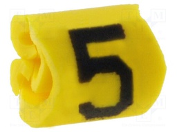 Markers for cables and wires; Label symbol: 5; 1÷3mm; PVC; yellow
