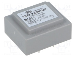 Transformer: encapsulated; 0.6VA; 230VAC; 12V; 0.05A; Mounting: PCB