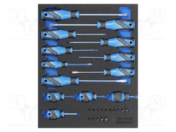 Kit: screwdrivers; in a foam tray; tool trolley; 28pcs.