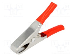 Crocodile clip; 15A; Grip capac: max.19mm; Overall len: 65mm; red