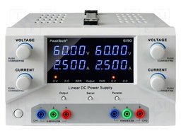 Power supply: laboratory; multi-channel; Ch: 2; 0÷60VDC; 0÷2.5A