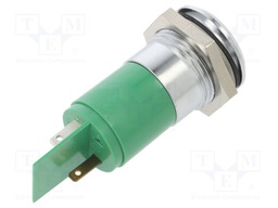 Indicator: LED; prominent; green; 24VDC; 24VAC; Ø6mm; ØLED: 3mm; 6mcd