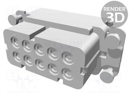 Connector: HDC; male; HA; PIN: 10; 10+PE; size 2; 16A; 250V; for cable