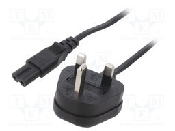 Cable; 2x0.75mm2; BS 1363 (G) plug,IEC C7 female; PVC; 5m; black