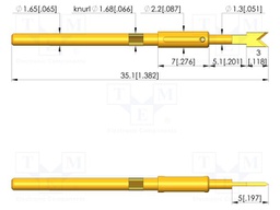 Test needle; Spring compression: 4mm; 5mm; 5A; steel; gold-plated