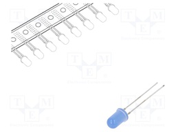 LED; 5mm; blue; 330mcd; 40°; Front: convex; Pitch: 2.54mm; 2000pcs.