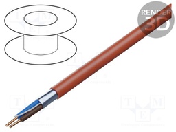 Wire; 2x1.5mm2; Al-PET foil; 300V,500V; Cu; solid; red