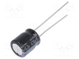 Capacitor: electrolytic; THT; 470uF; 6.3VDC; Ø8x9mm; Pitch: 3.5mm