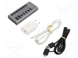 Hub USB; USB A socket x2,USB C socket x7; USB 3.2 Gen 1; grey