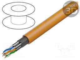 Wire; S/FTP; 4x2x23AWG; 7a; wire; Cu; LSZH; orange; 50m; Øcable: 7.8mm