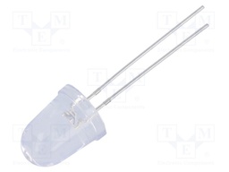 LED; 10mm; red; 72000÷80000mcd; 8°; Front: convex; Pitch: 2.54mm