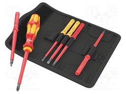 Kit: screwdrivers; insulated; 1kVAC; square,Phillips,slot; case