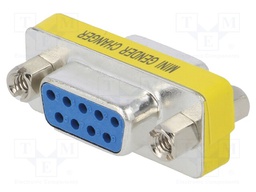 Adapter; D-Sub 9pin socket,both sides; Plating: nickel plated
