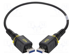 Cable; USB 3.0; USB A plug,both sides; 5m; black; hermetic x2