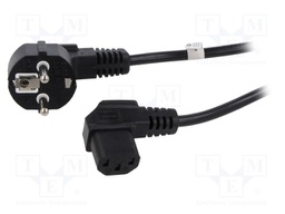 Cable; CEE 7/7 (E/F) plug angled,IEC C13 female 90°; PVC; 3m