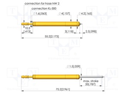 Test needle; Spring compression: 12mm; 20mm; 2A; steel; Ø: 2mm; 3.7N