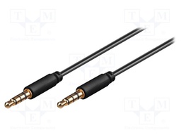 Cable; Jack 3,5mm 4pin plug,both sides; 3m; Plating: gold-plated