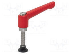 Lever; adjustable; Thread len: 25mm; Lever length: 63mm; Body: red