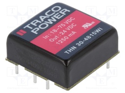 Converter: DC/DC; 30W; Uin: 18÷75V; 24VDC; Iout: 1250mA; 1"x1"; 16.5g